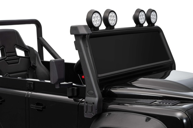 Electric Ride-on car Land Rover Defender 110 SVX 12V, black, 4X4 drive, LED lights, front and rear w