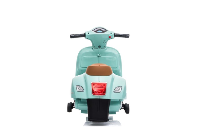 Electric Ride-on Scooter Vespa GTS, teal, with auxiliary wheels, Licensed, Lithium battery, Leather 