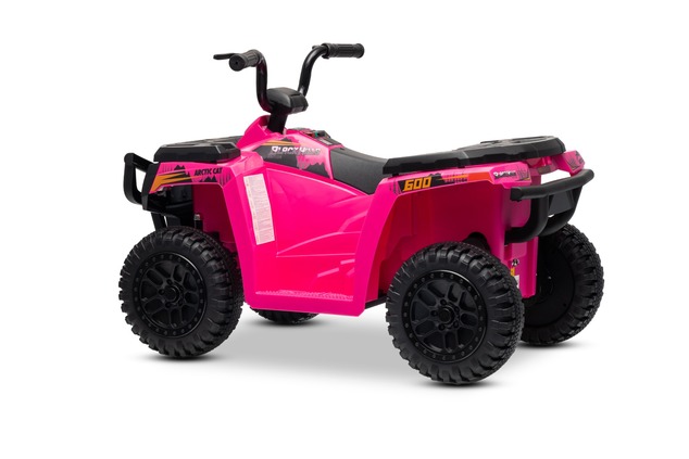 Licensed electric Ride-on quad Arctic Cat 12V with rear wheel drive, pink, LED lights, Lithium batte