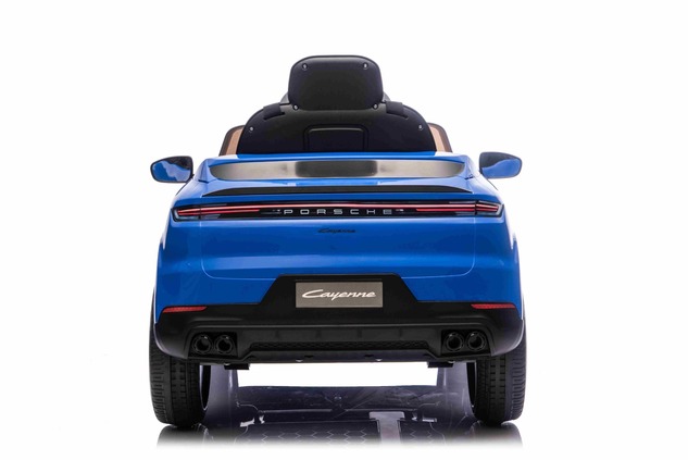 Auto elettrica per bambini Porsche Cayenne 12V con trazione posteriore - con licenza (1 posto), blu,