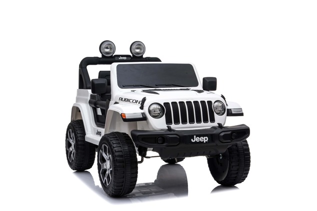 Electric Ride-On JEEP Wrangler, White, Double Leather Seat, Radio with Bluetooth and USB Input, 4x4 