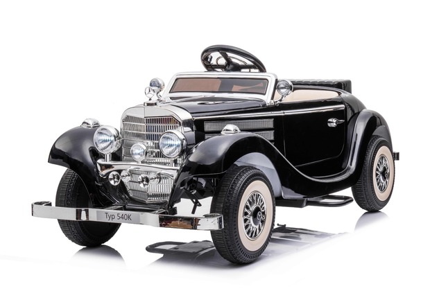 Electric Ride-On Toy Car Mercedes-Benz 540K, Black, Local parental control by Steering wheel, 2.4Ghz