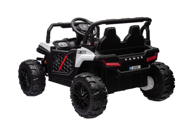 Electric ride-on car UTV Small 12V, white, Rear wheel drive, 12V battery, Plastic wheels, Wide doubl