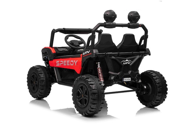 Electric Ride-on car T-REX Ride 4x4 Two-seater 24V, red, MP3 Player with USB/AUX input, 4x4 drive, L