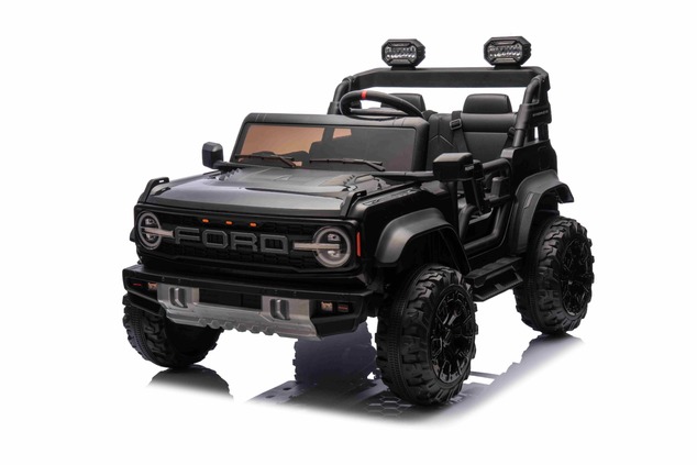 Ford Bronco XL elektrische kinderauto met achterwielaandrijving, gelicentieerd (tweezitter), zwart, 