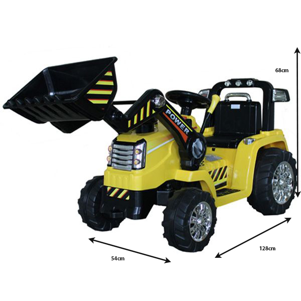 Electric Tractor MASTERS with ladle, yellow, Rear wheel drive, 12V battery,2 x 25W Engines, Front La