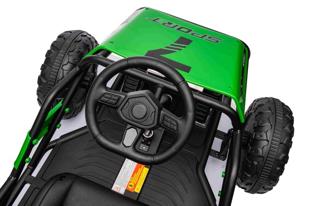 Electric Ride-on SPORT-CART 24V, green, Soft EVA wheels, Leatherette seat, 2 x 50W Motor, 24V Batter