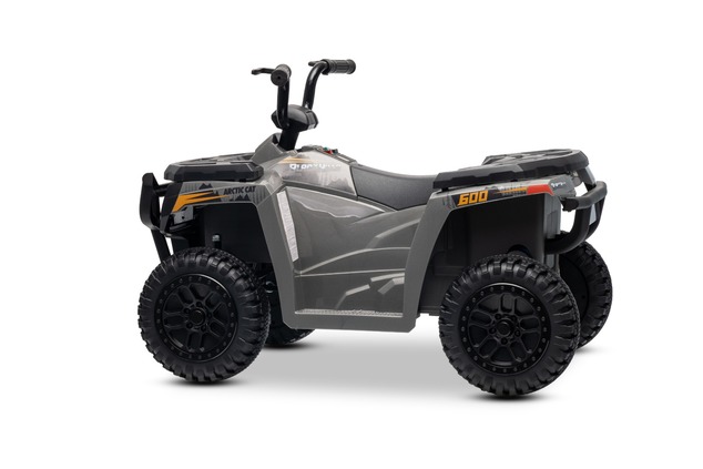 Licensed electric Ride-on quad Arctic Cat 12V with rear wheel drive, grey, LED lights, Lithium batte