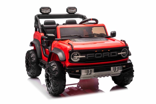 Ford Bronco XL elektrische kinderauto met achterwielaandrijving, gelicentieerd (tweezitter), rood, l