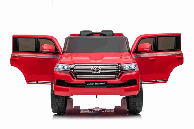 Electric Ride on Car Toyota Landcruiser 12V, RED, Leatherette seat, 12V/7AH Battery, Opening doors, 