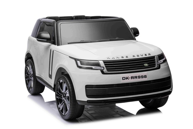 Electric Ride-on car Range Rover Model 2023, Two Seater, White, Leatherette Seats, Radio with USB In
