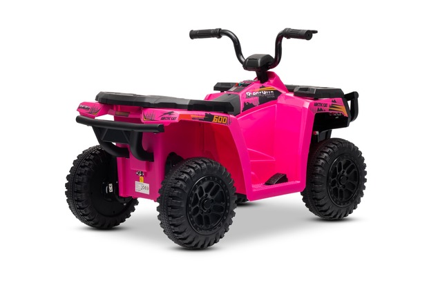 Licensed electric Ride-on quad Arctic Cat 12V with rear wheel drive, pink, LED lights, Lithium batte