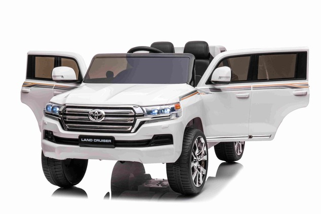 Electric Ride on Car Toyota Landcruiser 12V, WHITE, Leatherette seat, 12V/7AH Battery, Opening doors