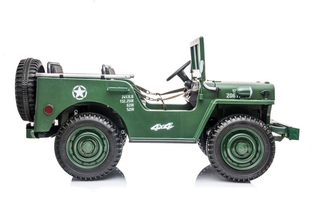 Electric ride-on USA ARMY-car, Green, 4X4,Three-seated, MP3 Player with USB / SD input, All wheel su