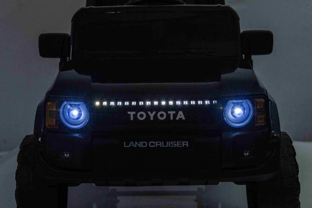 Electric ride-on car Toyota Landcruiser 12V, black, wide single seat, 2.4 GHz remote control, USB / 