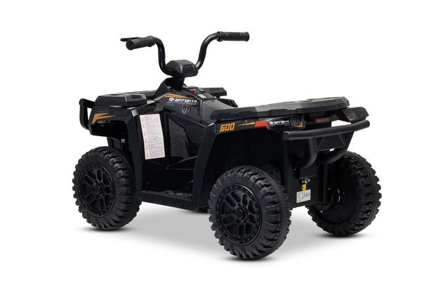 Licensed electric Ride-on quad Arctic Cat 12V with rear wheel drive, black, LED lights, Lithium batt