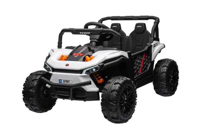 Electric ride-on car UTV Small 12V, white, Rear wheel drive, 12V battery, Plastic wheels, Wide doubl