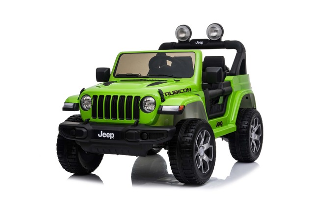 Electric Ride-On JEEP Wrangler, Green, Double Leather Seat, Radio with Bluetooth and USB Input, 4x4 