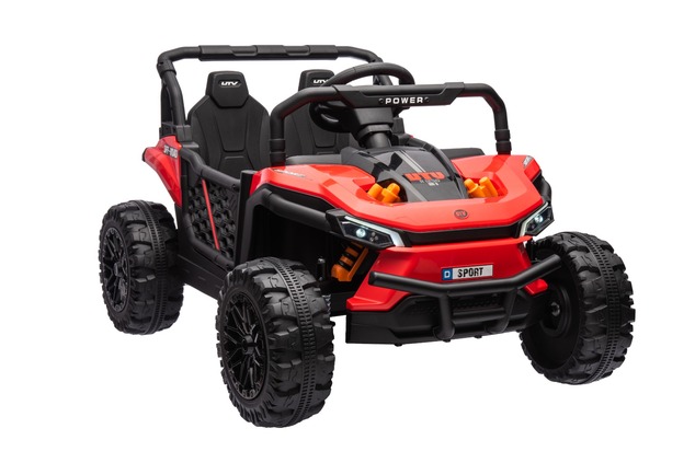 Electric ride-on car UTV Small 12V, red, Rear wheel drive, 12V battery, Plastic wheels, Wide double 
