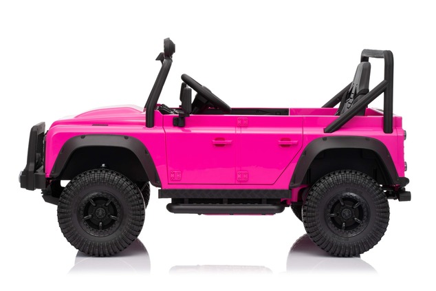 Electric Ride-on car Land Rover Defender 110 SVX 12V, pink, 4X4 drive, LED lights, front and rear wh