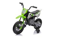 Electric Ride-on MOTOCROSS, Green, 12V battery, EVA soft wheels, Leather seat, 2 x 25W Engine, Suspe