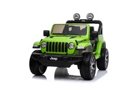 Electric Ride-On JEEP Wrangler, Green, Double Leather Seat, Radio with Bluetooth and USB Input, 4x4 