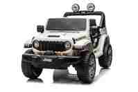 JEEP Wrangler elektrické autíčko pro děti, Bílá, Dvoumístné kožené sedadlo, Rádio s Bluetooth a USB vstupem, 4x4 | Beneo Motors