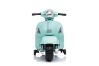 Electric Ride-on Scooter Vespa GTS, teal, with auxiliary wheels, Licensed, Lithium battery, Leather 