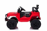 Auto elettrica fuoristrada con trazione posteriore, rossa, batteria 12V, chassis rialzato, sedile am