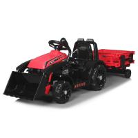 Electric Tractor FARMER with ladle and trailer, red, rear drive, 6V battery, Plastic wheels, wide se