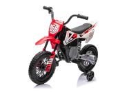 Electric Ride-on MOTOCROSS, Red, 12V battery, EVA soft wheels, Leather seat, 2 x 25W Engine, Suspens