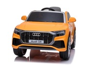 Audi Q8 elektromos kisautó gyerekeknek 12V | Eredeti licenc | Narancssárga | Bőr ülés | Nyitható ajtók | 2 × 25 W motor
