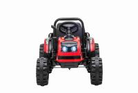 Electric Tractor POWER with trailer, red, Rear wheel drive, 12V battery, Plastic wheels, wide seat, 