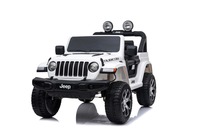 Electric Ride-On JEEP Wrangler, White, Double Leather Seat, Radio with Bluetooth and USB Input, 4x4 