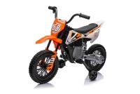Electric Ride-on MOTOCROSS, Orange, 12V battery, EVA soft wheels, Leather seat, 2 x 25W Engine, Susp