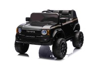 Electric ride-on car Toyota Landcruiser 12V, black, wide single seat, 2.4 GHz remote control, USB / 
