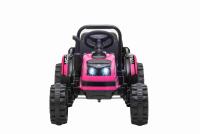 Electric Tractor POWER with trailer, pink, Rear wheel drive, 12V battery, Plastic wheels, wide seat,